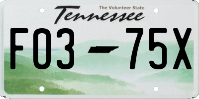 TN license plate F0375X