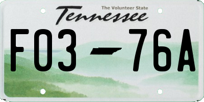 TN license plate F0376A