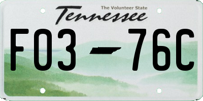 TN license plate F0376C