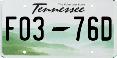 TN license plate F0376D