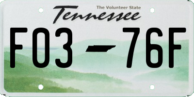 TN license plate F0376F