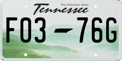 TN license plate F0376G
