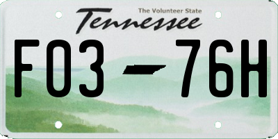 TN license plate F0376H