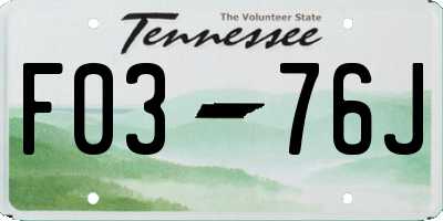 TN license plate F0376J