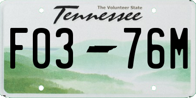 TN license plate F0376M