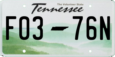 TN license plate F0376N