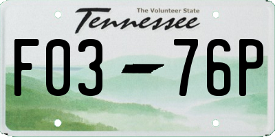 TN license plate F0376P