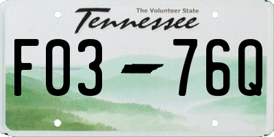 TN license plate F0376Q