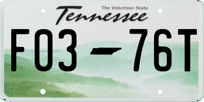 TN license plate F0376T