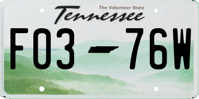 TN license plate F0376W