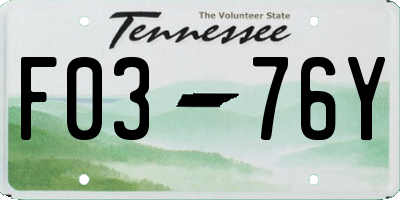 TN license plate F0376Y