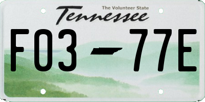 TN license plate F0377E