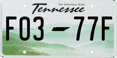 TN license plate F0377F