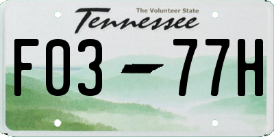 TN license plate F0377H