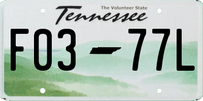 TN license plate F0377L