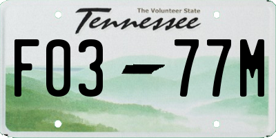 TN license plate F0377M