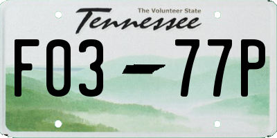 TN license plate F0377P