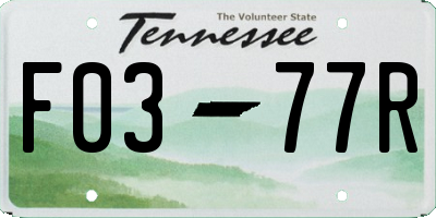 TN license plate F0377R