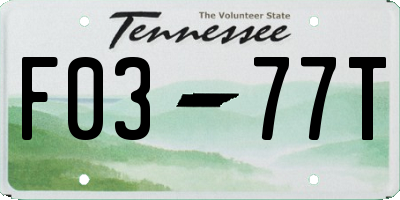TN license plate F0377T