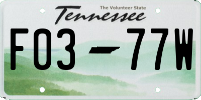 TN license plate F0377W