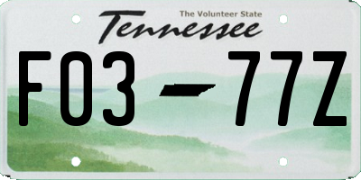 TN license plate F0377Z
