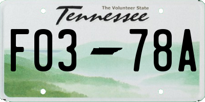 TN license plate F0378A