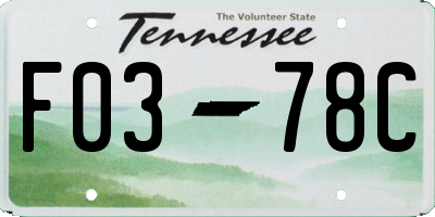 TN license plate F0378C