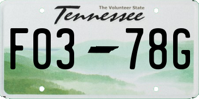 TN license plate F0378G