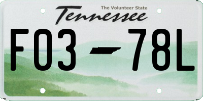TN license plate F0378L