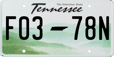 TN license plate F0378N