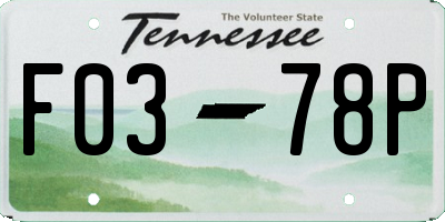 TN license plate F0378P