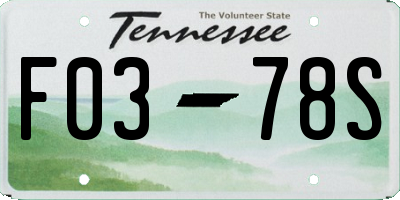 TN license plate F0378S