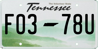 TN license plate F0378U