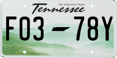 TN license plate F0378Y
