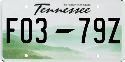 TN license plate F0379Z
