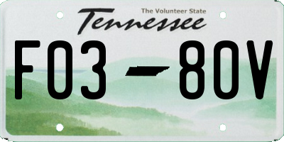 TN license plate F0380V
