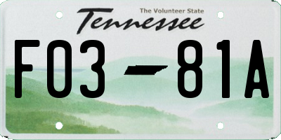 TN license plate F0381A