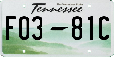 TN license plate F0381C