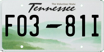 TN license plate F0381I