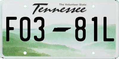 TN license plate F0381L