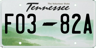 TN license plate F0382A