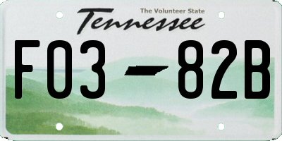 TN license plate F0382B