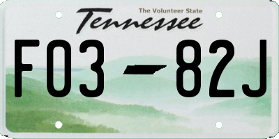 TN license plate F0382J