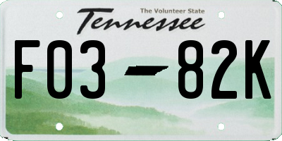TN license plate F0382K