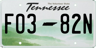 TN license plate F0382N