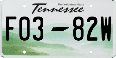 TN license plate F0382W