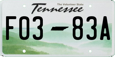 TN license plate F0383A