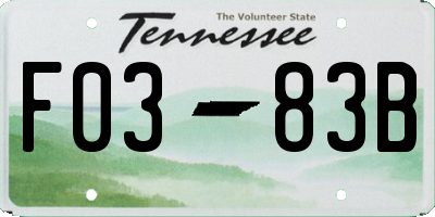 TN license plate F0383B