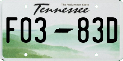 TN license plate F0383D