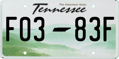 TN license plate F0383F